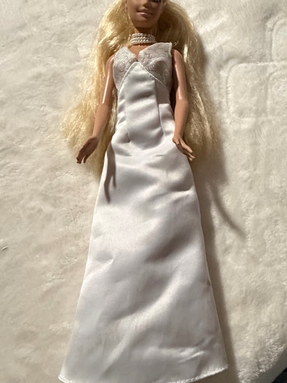 Mattel Barbie 11in Fashion Doll Blonde Straight Hair Blue Eyes White Outfit